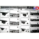 Bagażnik na relingi Amos ALFA AERO ALU (4 łapy + 2 belki aluminiowe + 4 zamki)